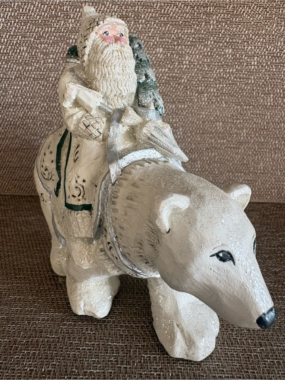 Pam Schifferl Midwest of Cannon Falls Santa Riding Polar Bear Figurine Resin